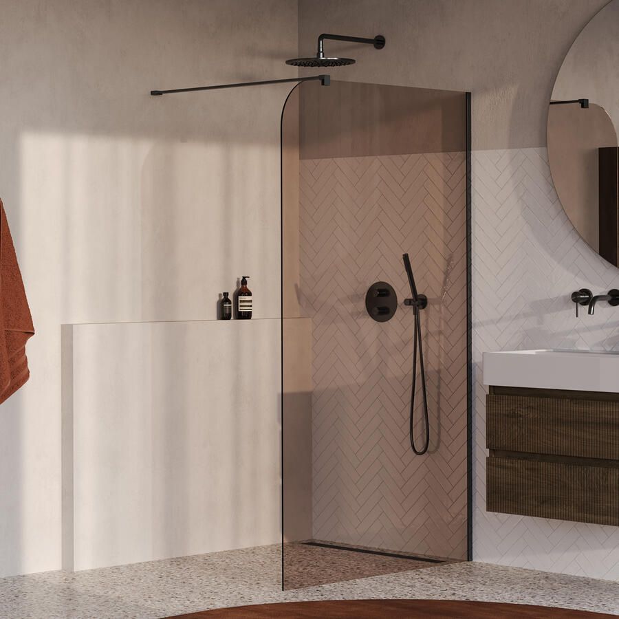 Brauer Orion inloopdouche brons glas 120x200 incl. glascoating Geborsteld Gunmetal PVD