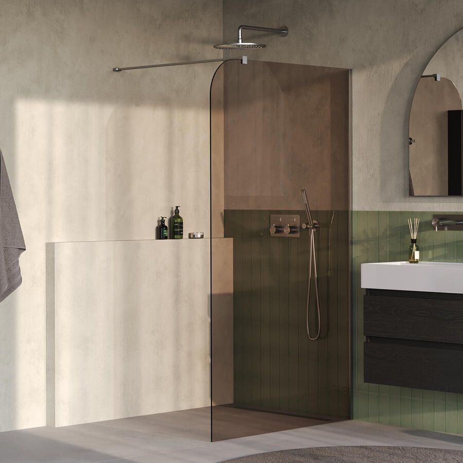 Brauer Orion inloopdouche brons glas 120x200 incl. glascoating Geborsteld RVS PVD