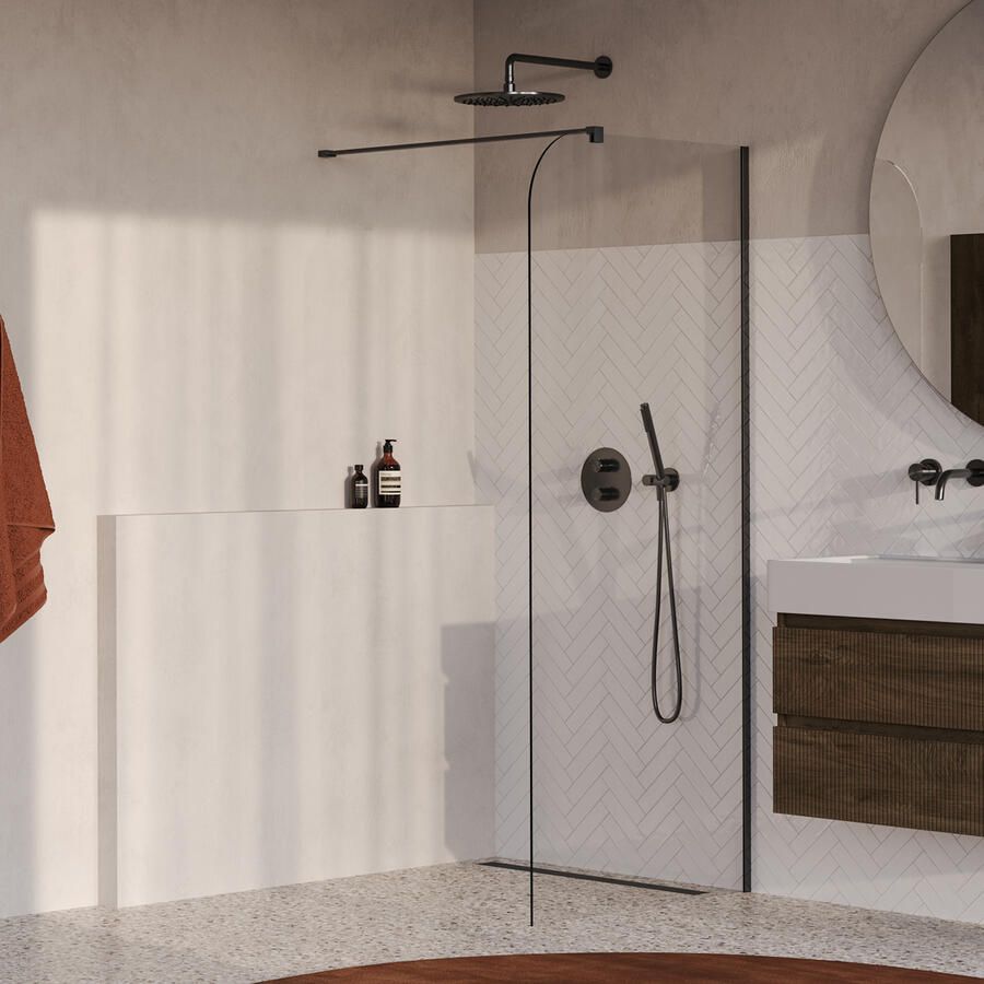 Brauer Orion inloopdouche helder glas 90x200 incl. glascoating Geborsteld Gunmetal PVD