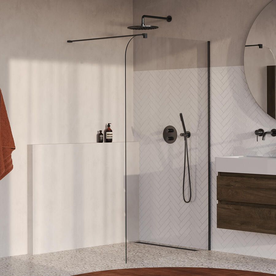 Brauer Orion inloopdouche helder glas 120x200 incl. glascoating Geborsteld Gunmetal PVD