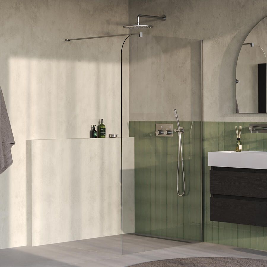 Brauer Orion inloopdouche helder glas 120x200 incl. glascoating Geborsteld RVS PVD