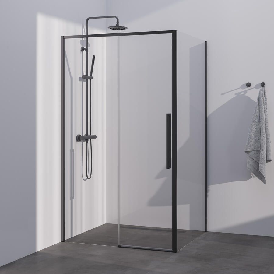 Brauer Season douchecabine model B met schuifdeur helder glas 120x90x200 omkeerbaar incl. glascoating Season-Gunmetal