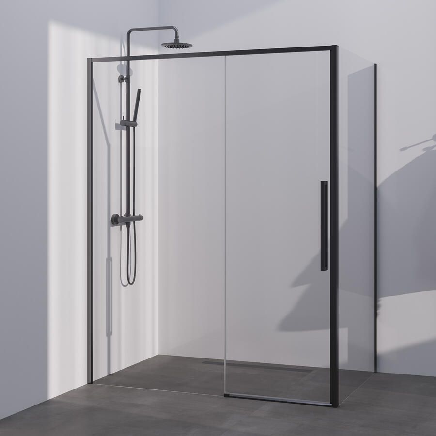 Brauer Season douchecabine model B met schuifdeur helder glas 160x90x200 omkeerbaar incl. glascoating Season-Gunmetal
