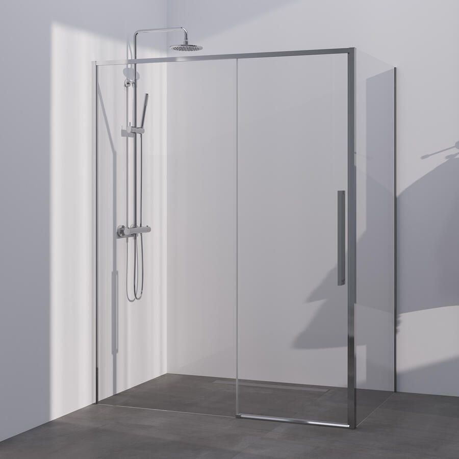 Brauer Season douchecabine model B met schuifdeur helder glas 160x90x200 omkeerbaar incl. glascoating Season-Chroom