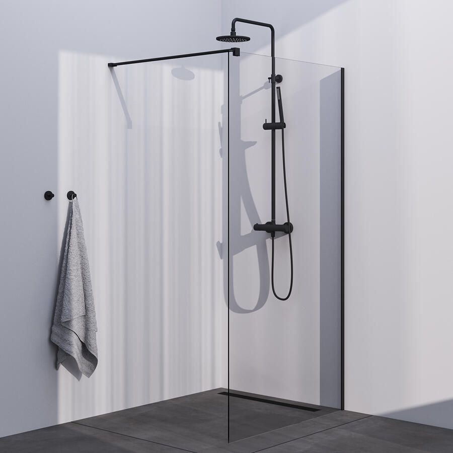 Brauer Season inloopdouche model C helder glas 140x200 incl. glascoating mat zwart - Foto 2