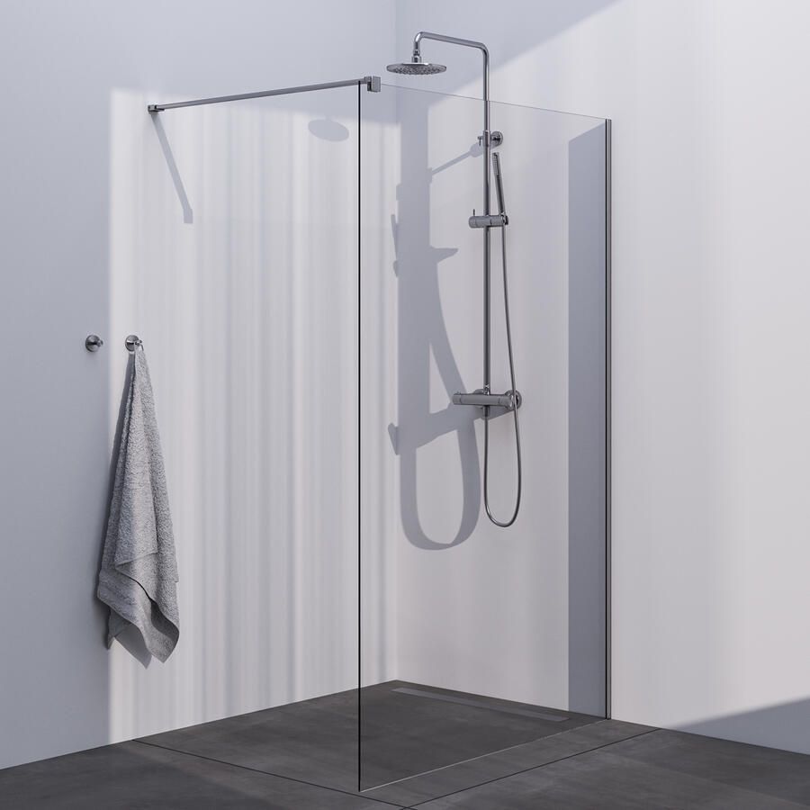 Brauer Season inloopdouche model C helder glas 120x200 incl. glascoating RVS-kleurig geborsteld