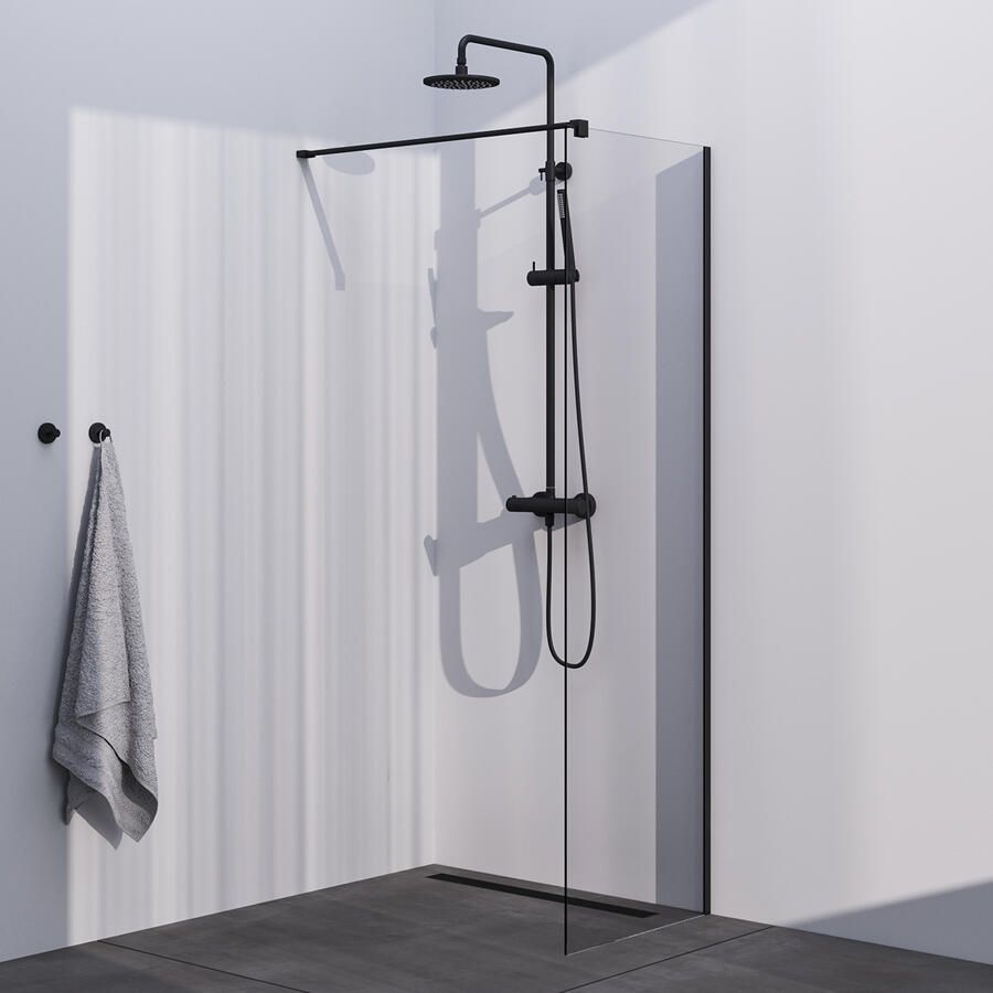 Brauer Season inloopdouche model C helder glas 140x200 incl. glascoating mat zwart