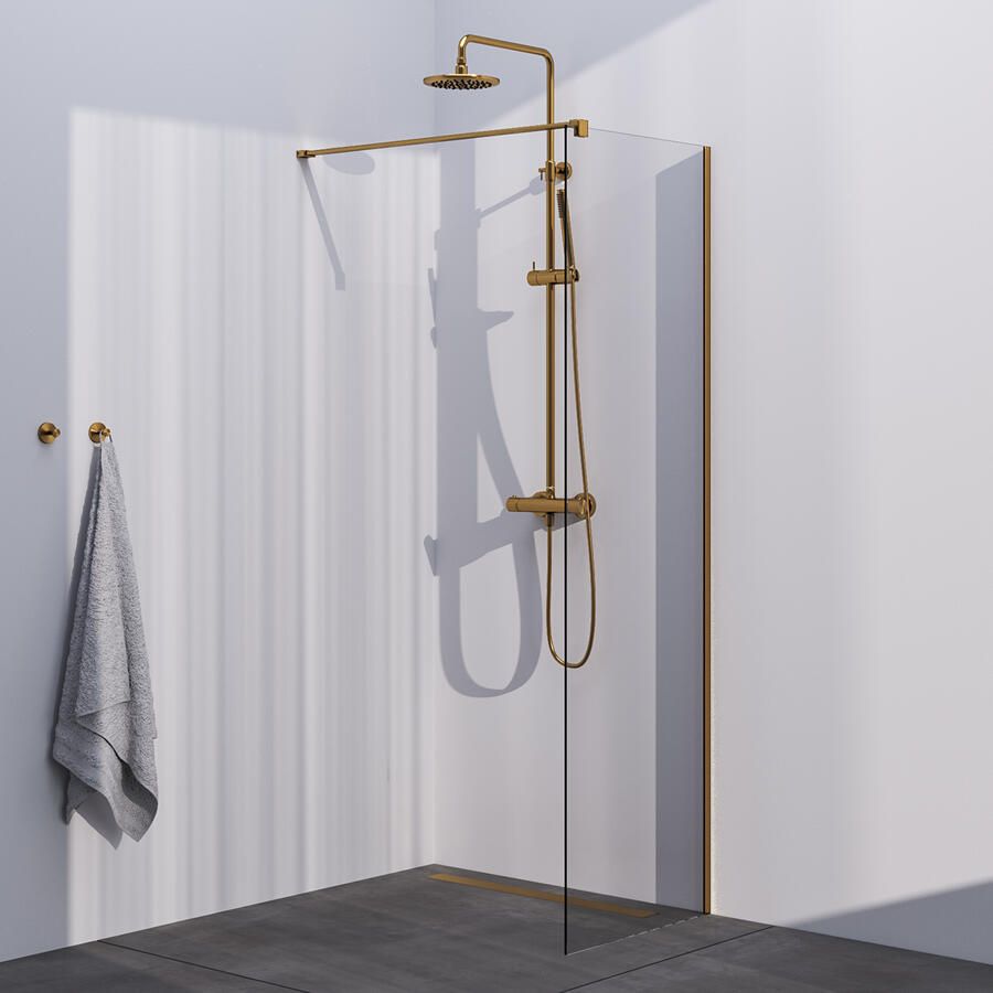Brauer Season inloopdouche model C helder glas 110x200 incl. glascoating goud geborsteld