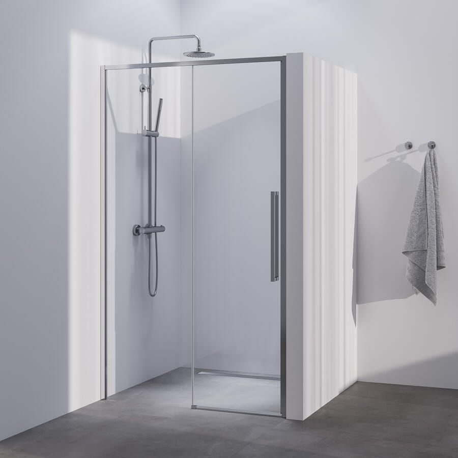 Brauer Season nisdeur model B met schuifdeur helder glas 100x200 omkeerbaar incl. glascoating Season-RVS-kleurig