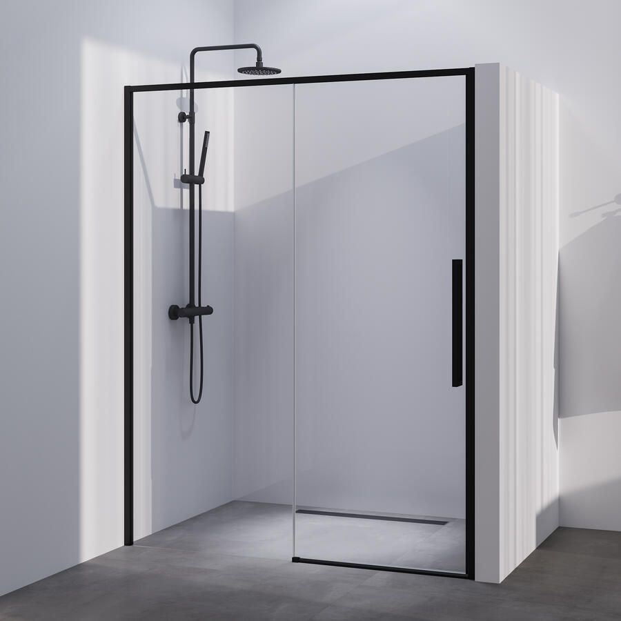 Brauer Season nisdeur model B met schuifdeur helder glas 140x200 omkeerbaar incl. glascoating Season-Mat Zwart