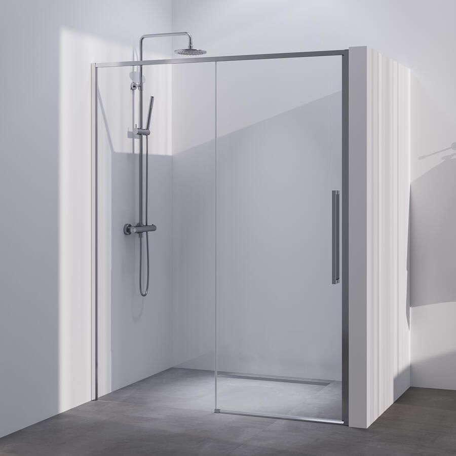 Brauer Season nisdeur model B met schuifdeur helder glas 140x200 omkeerbaar incl. glascoating Season-RVS-kleurig