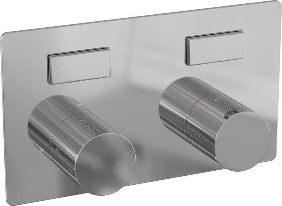 Brauer Stripe 2-weg inbouwthermostaat met drukknoppen met in- en afbouwdelen chroom