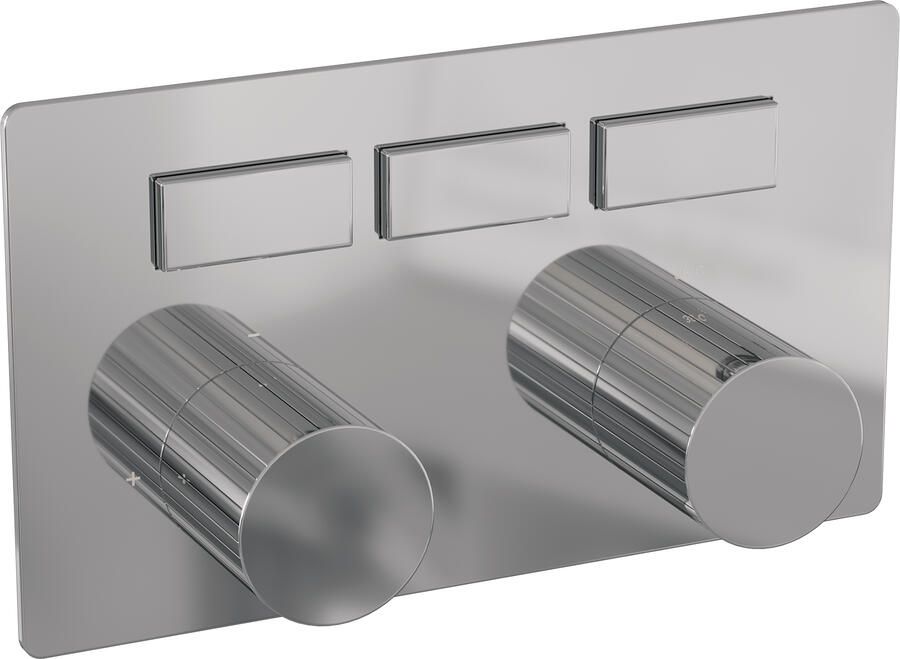 Brauer Stripe 3-weg inbouwthermostaat met drukknoppen met in- en afbouwdelen chroom