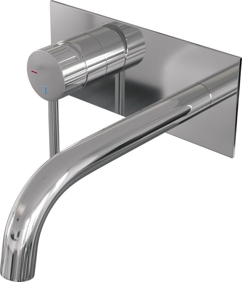 Brauer Stripe inbouw wastafelmengkraan met gebogen uitloop en afdekplaat model A2 chroom