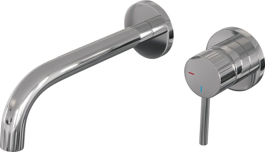 Brauer Stripe inbouw wastafelmengkraan met gebogen uitloop en rozetten model A1 chroom