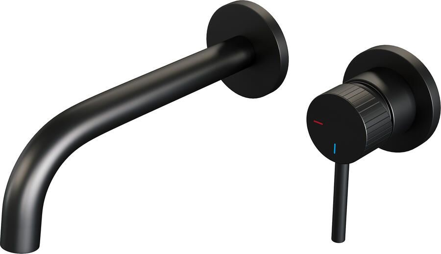 Brauer Stripe inbouw wastafelmengkraan met gebogen uitloop en rozetten model A1 mat zwart