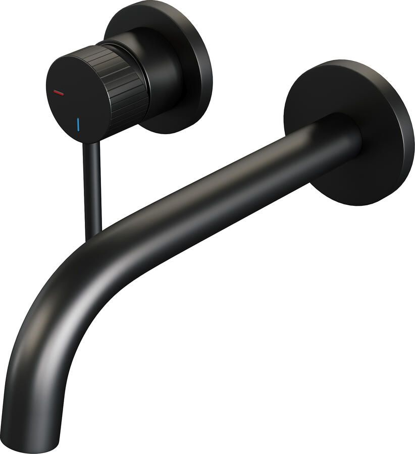 Brauer Stripe inbouw wastafelmengkraan met gebogen uitloop en rozetten model A2 mat zwart