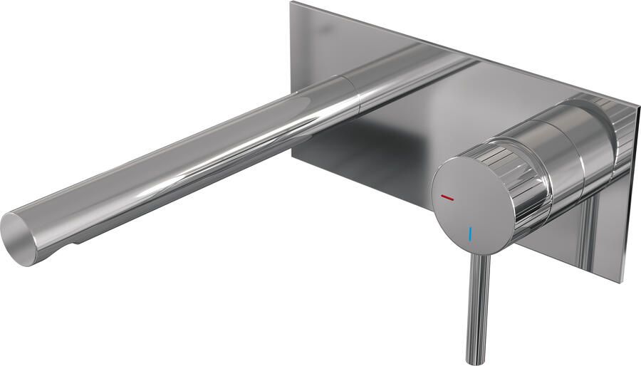 Brauer Stripe inbouw wastafelmengkraan met rechte uitloop en afdekplaat model A1 chroom