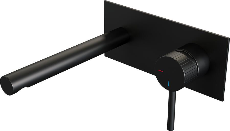 Brauer Stripe Inbouw Wastafelmengkraan rechte uitloop en afdekplaat model A1 mat zwart 5-S-330