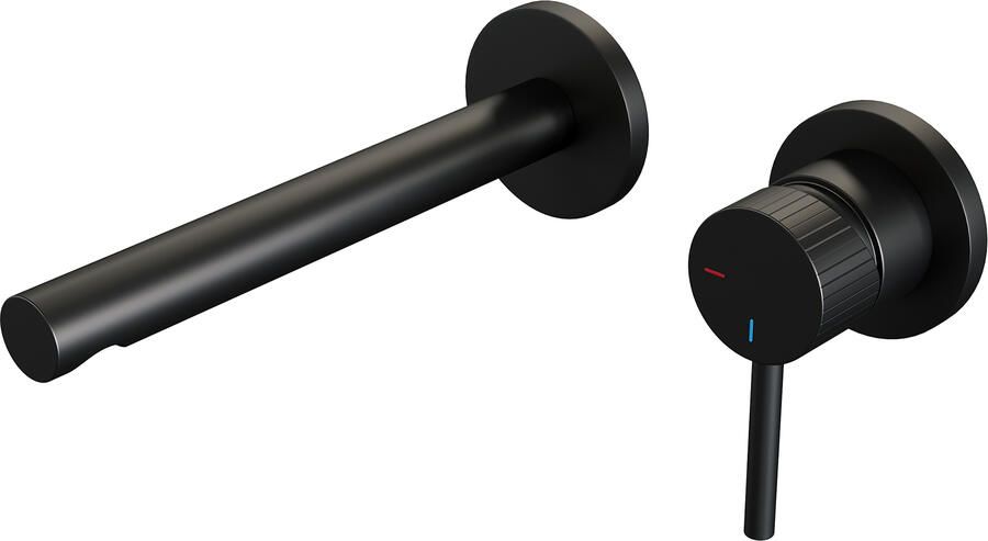 Brauer Stripe inbouw wastafelmengkraan met rechte uitloop en rozetten model A1 mat zwart