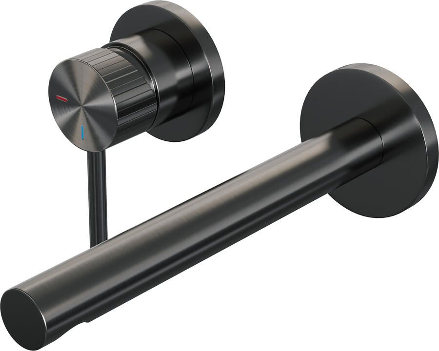 Brauer Stripe inbouw wastafelmengkraan met rechte uitloop en rozetten model A2 gunmetal geborsteld PVD