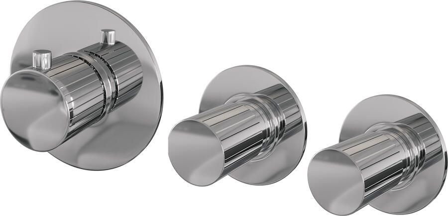 Brauer Stripe inbouwthermostaat en 2 stopkranen met in- en afbouwdelen chroom