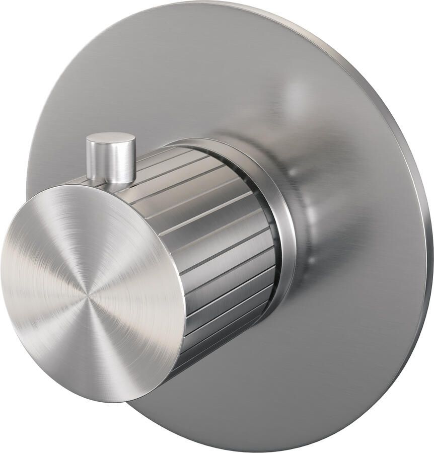 Brauer Stripe losse inbouwthermostaat met in- en afbouwdelen RVS-kleurig geborsteld PVD