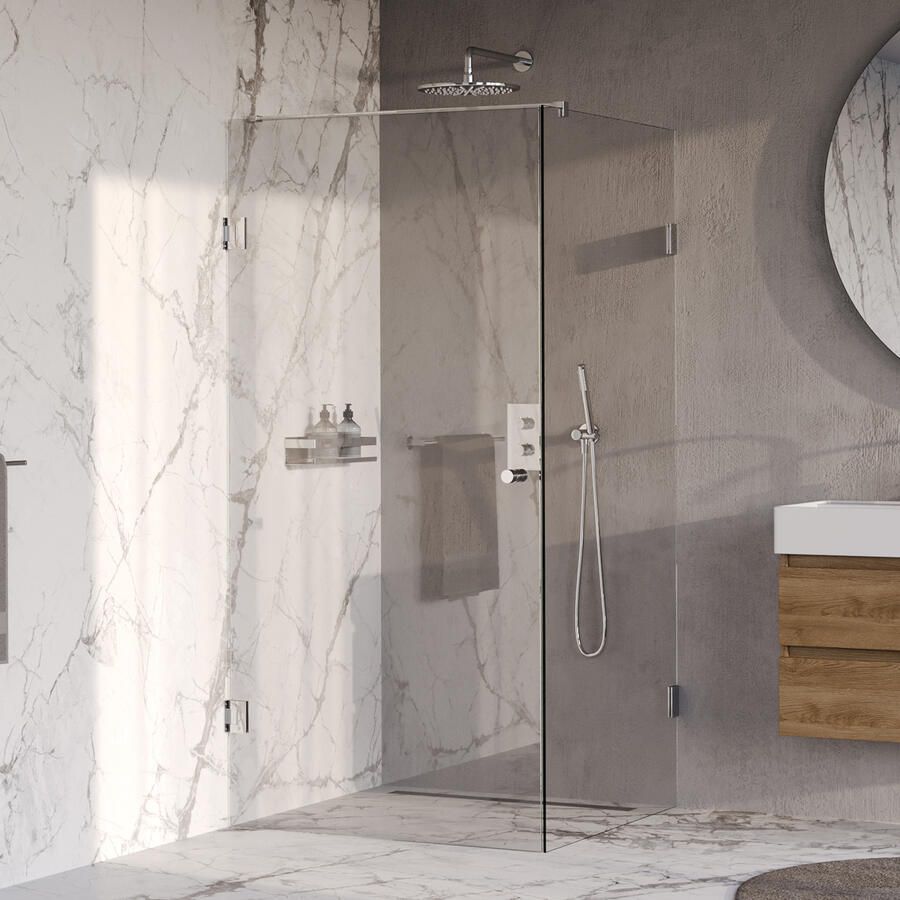 Brauer Void Carving Douchecabine 100x100x200cm draaideur glascoating omkeerbaar helder glas Chroom GS-VOCC1H100100200CE