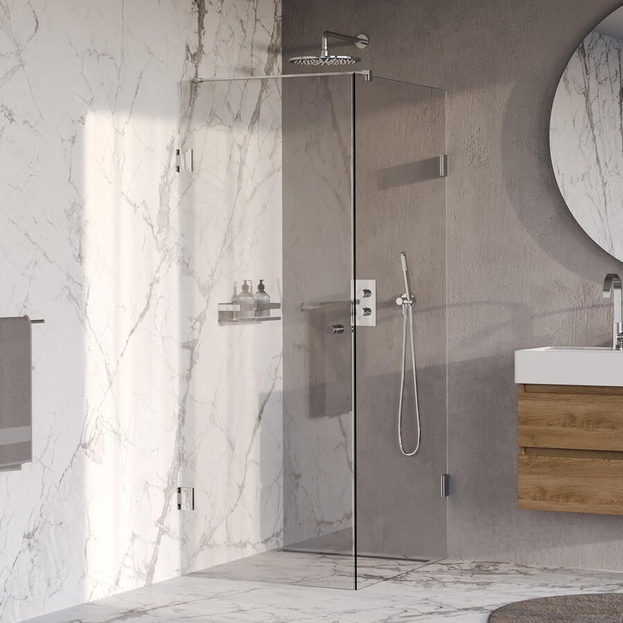 Brauer Void Carving Douchecabine 90x100x200cm draaideur glascoating omkeerbaar helder glas Chroom GS-VOCC1H90100200CE