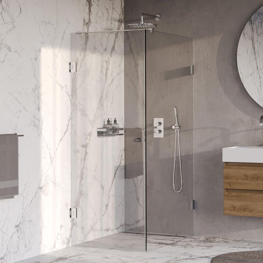 Brauer Void Carving Douchecabine 80x120x200cm draaideur glascoating omkeerbaar helder glas Chroom GS-VOCC1H80120200CE