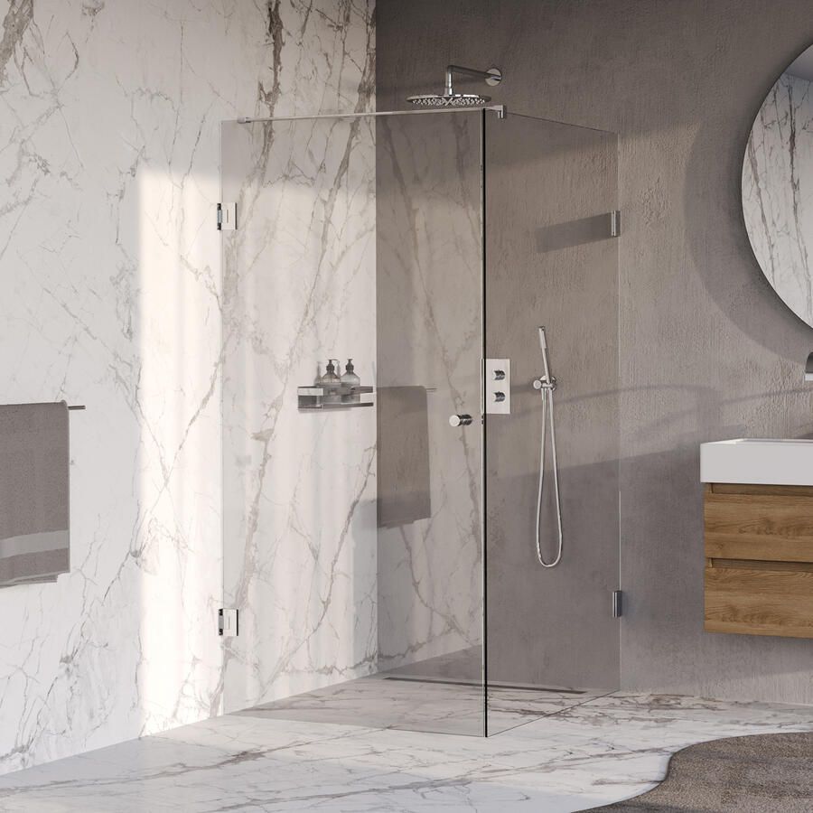 Brauer Void Carving Douchecabine 90x120x200cm draaideur glascoating omkeerbaar helder glas Chroom GS-VOCC1H90120200CE