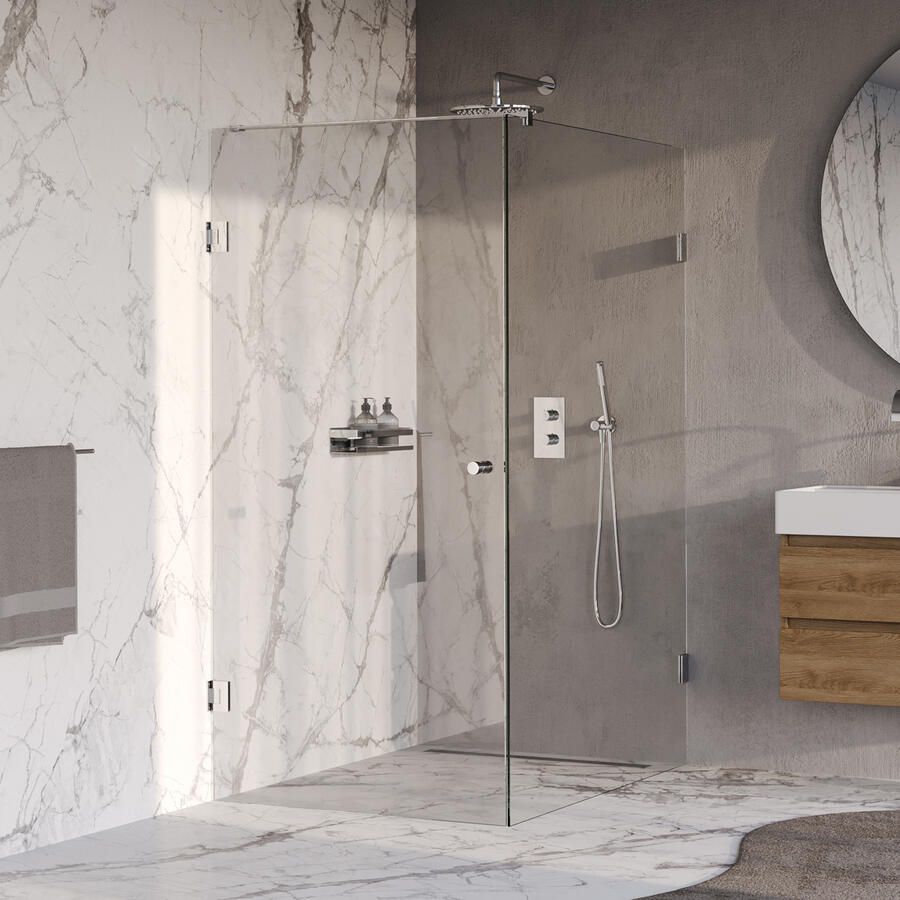 Brauer Void Carving Douchecabine 100x140x200cm draaideur glascoating omkeerbaar helder glas Chroom GS-VOCC1H100140200CE