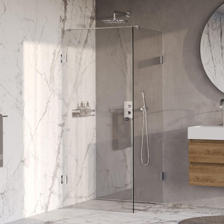 Brauer Void Carving Douchecabine 90x90x200cm draaideur glascoating omkeerbaar helder glas Chroom GS-VOCC1H9090200CE