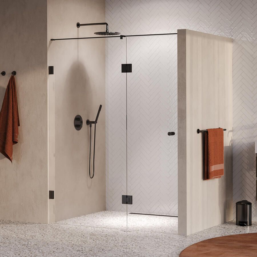 Brauer Void Carving nisdeur 2-delig helder glas 150x200 omkeerbaar met draaideur 70 aan glas incl. glascoating PVD gunmetal geborsteld