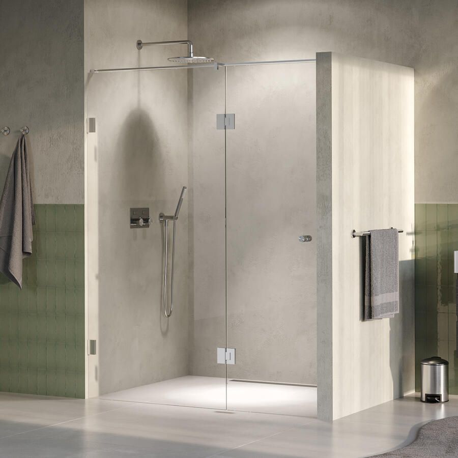 Brauer Void Carving nisdeur 2-delig helder glas 160x200 omkeerbaar met draaideur 70 aan glas incl. glascoating PVD RVS-kleurig geborsteld