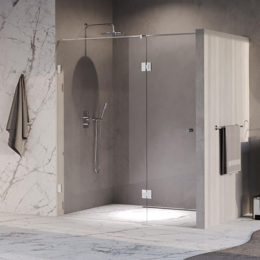 Brauer Void Carving Nisdeur 2-delig 170x200cm 70cm draaideur aan glas glascoating omkeerbaar helder glas Chroom GS-VOCN3H70100200CE