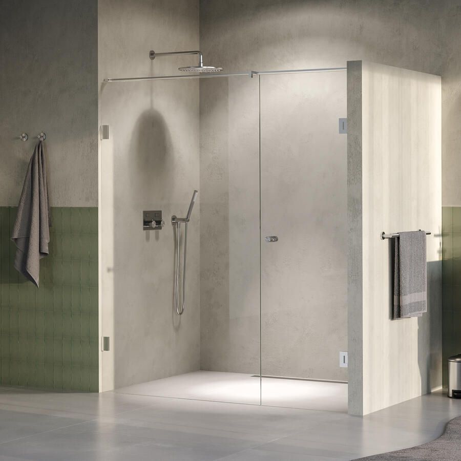 Brauer Void Carving Nisdeur 2-delig 180x200cm 70cm draaideur aan muur glascoating omkeerbaar helder glas Geborsteld RVS PVD GS-VOCN2H70110200NG