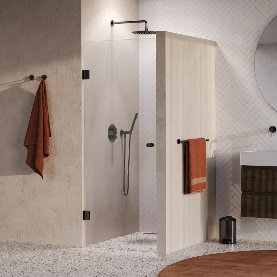 Brauer Void Carving Nisdeur 80x200cm draaideur glascoating omkeerbaar helder glas geborsteld gunmetal PVD GS-VOCN1H80200GM