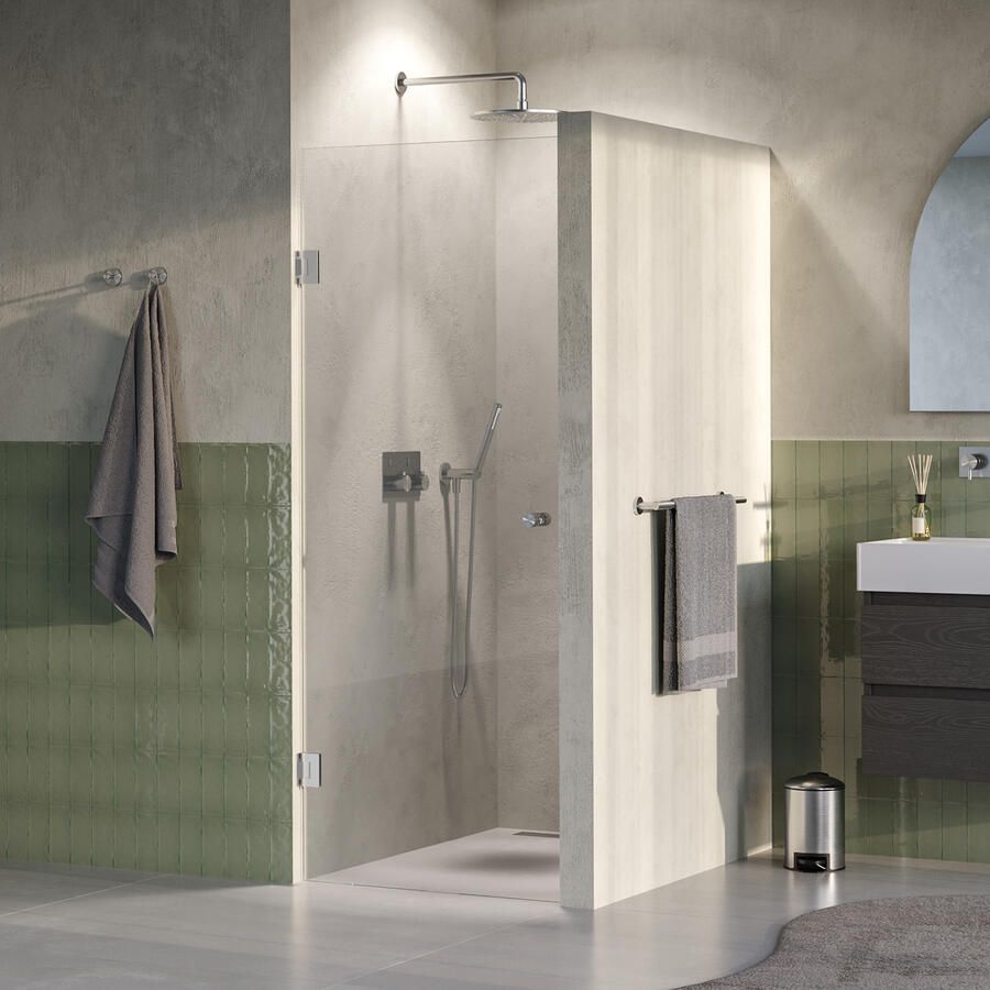 Brauer Void Carving Nisdeur 70x200cm draaideur glascoating omkeerbaar helder glas Geborsteld RVS PVD GS-VOCN1H70200NG