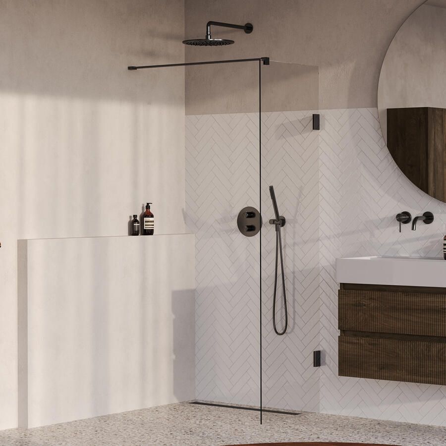 Brauer Void inloopdouche helder glas 50x200 incl. glascoating PVD gunmetal geborsteld