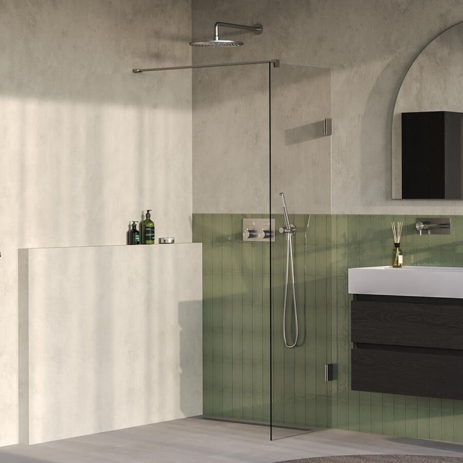 Brauer Void inloopdouche helder glas 50x200 incl. glascoating PVD RVS-kleurig geborsteld