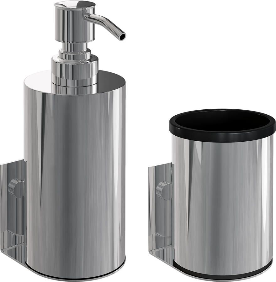 Brauer Zeepdispenser en Beker Model A Incl. Wand Ophanging en Magnetisch opzetvlak Chroom