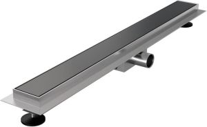 Brauer Douchegoot 80x7.5cm vloerflens tegelinlegrooster omkeerbaar RVS geborsteld gunmetal DR-MRF80GM