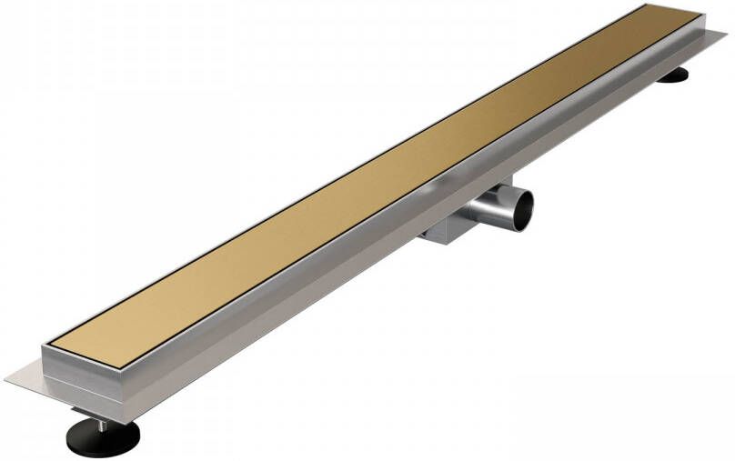 Brauer Douchegoot 90x7.5cm vloerflens tegelinlegrooster omkeerbaar RVS geborsteld goud DR-MRF90GG