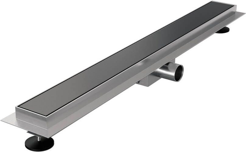 Brauer Douchegoot 70x7.5cm vloerflens tegelinlegrooster omkeerbaar RVS geborsteld gunmetal DR-MRF70GM
