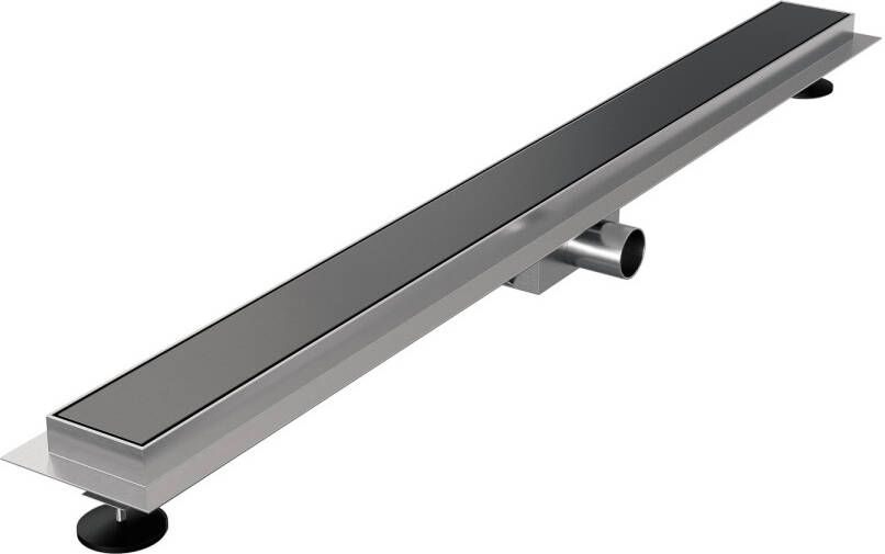 Brauer Douchegoot 90x7.5cm vloerflens tegelinlegrooster omkeerbaar RVS geborsteld gunmetal DR-MRF90GM