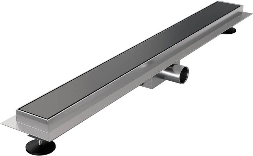 Brauer Douchegoot 100x7.5cm vloerflens tegelinlegrooster omkeerbaar RVS geborsteld gunmetal DR-MRF100GM
