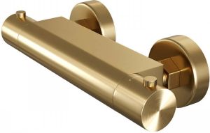 Brauer Gold Edition opbouw douche thermostaatkraan met glijstang en 1 stand staafhanddouche en 150cm gladde doucheslang Goud geborsteld PVD 5-GG-044-1