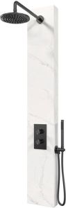 Brauer gunmetal Edition Thermostatisch Douchepaneel 2 functies calacatta gold SET 01 20cm hoofddouche gebogen muurarm staaf handdouche wandaansluitbocht doucheslang gunmetal geborsteld PVD 5-GM-154