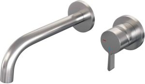 Brauer Brushed Edition Wastafelmengkraan inbouw gebogen uitloop links hendel middel dik model E 1 PVD geborsteld RVS 5-NG-004-B1-65